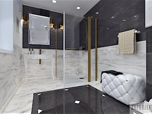 Łazienka-Klasyka z elementami glamur - Średnia z marmurową podłogą z punktowym oświetleniem łazienka z oknem, styl glamour - zdjęcie od ZAPROJEKTOWANA