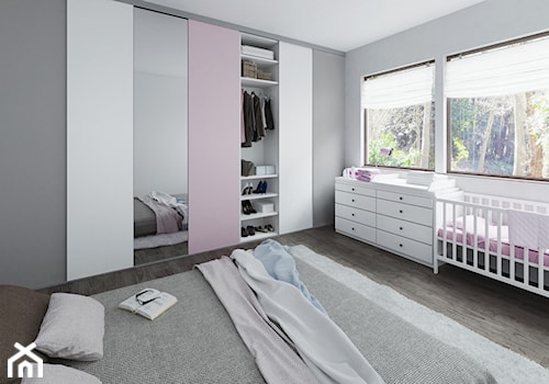 NOWOCZEŚNIE - Średnia szara sypialnia - zdjęcie od KOMANDOR WARSZAWA - Szafy, garderoby, meble na wymiar