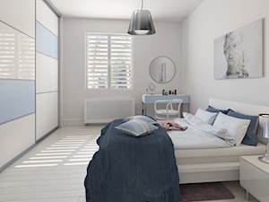 NOWOCZEŚNIE - Średnia biała szara sypialnia - zdjęcie od KOMANDOR WARSZAWA - Szafy, garderoby, meble na wymiar