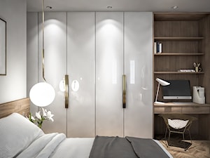 Mieszkanie na Powiślu - Średnia biała z biurkiem sypialnia, styl nowoczesny - zdjęcie od Wiktoria Ginter