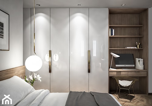 Mieszkanie na Powiślu - Średnia biała z biurkiem sypialnia, styl nowoczesny - zdjęcie od Wiktoria Ginter