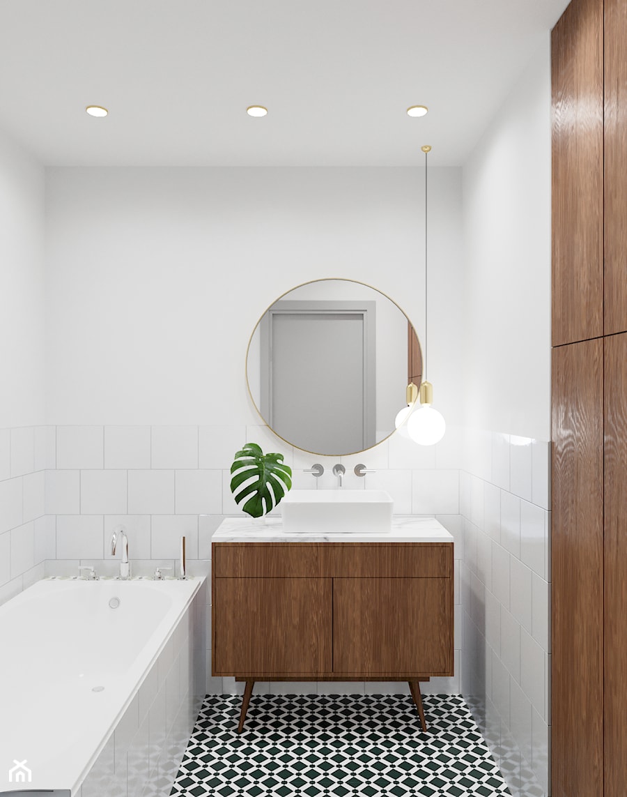 Redutowa - Mała bez okna z lustrem z punktowym oświetleniem łazienka, styl nowoczesny - zdjęcie od Wiktoria Ginter