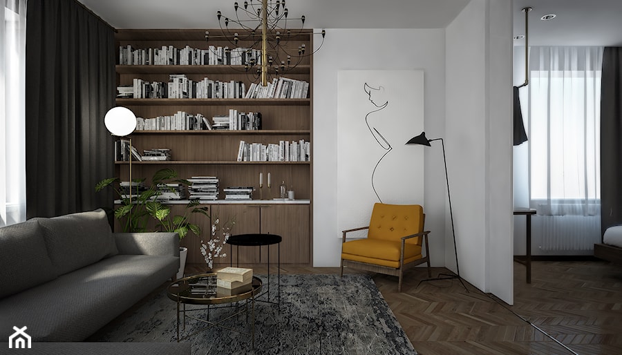 Mieszkanie na Powiślu - Średni biały salon, styl nowoczesny - zdjęcie od Wiktoria Ginter