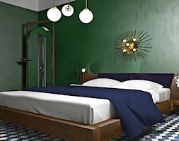 Apartament w Mediolianie - Średnia biała czarna zielona sypialnia, styl nowoczesny - zdjęcie od Wiktoria Ginter - Homebook