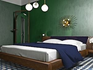 Apartament w Mediolianie - Średnia biała czarna zielona sypialnia, styl nowoczesny - zdjęcie od Wiktoria Ginter