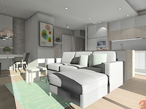 Apartament w bieli - Salon, styl nowoczesny - zdjęcie od Studio M Kropki. Projektowanie wnętrz i form użytkowych.