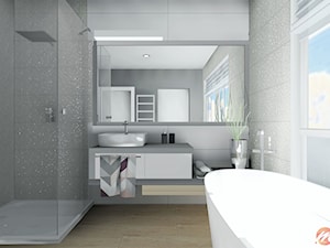 Apartament w bieli - Łazienka, styl nowoczesny - zdjęcie od Studio M Kropki. Projektowanie wnętrz i form użytkowych.