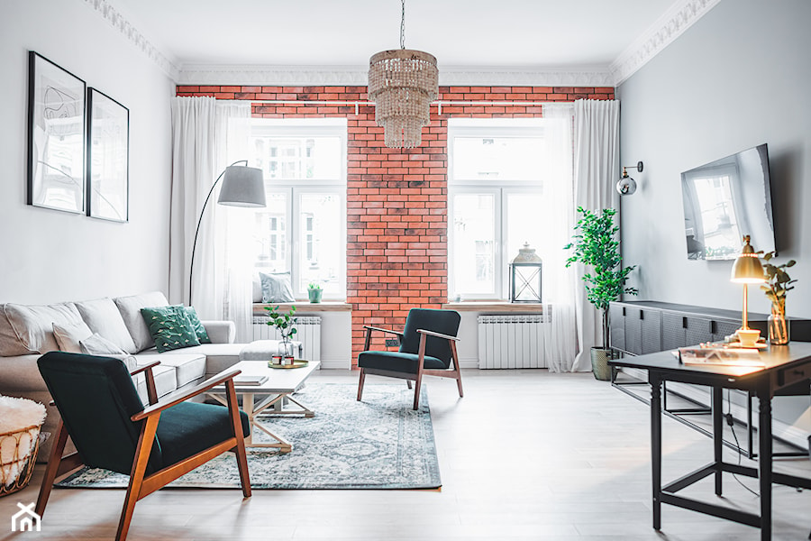 Mieszkanie w kamienicy 100 m2 - Salon, styl nowoczesny - zdjęcie od PASJA Do Wnętrz