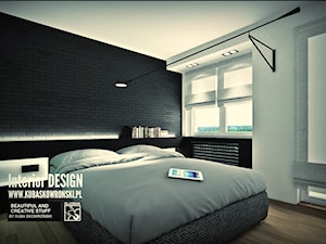 Średnia biała czarna sypialnia, styl nowoczesny - zdjęcie od kubaskowronski.pl