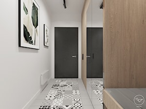 Cegła, drewno i patchwork - Hol / przedpokój, styl industrialny - zdjęcie od Studio projektowe Suzume