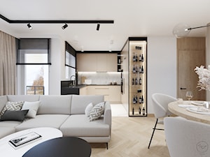 Elegancki apartament w beżach z czarnymi akcentami - Kuchnia, styl nowoczesny - zdjęcie od Studio projektowe Suzume