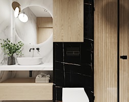 Elegancki apartament w beżach z czarnymi akcentami - Łazienka, styl nowoczesny - zdjęcie od Studio projektowe Suzume - Homebook