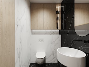 Elegancki apartament w beżach z czarnymi akcentami - Łazienka, styl nowoczesny - zdjęcie od Studio projektowe Suzume