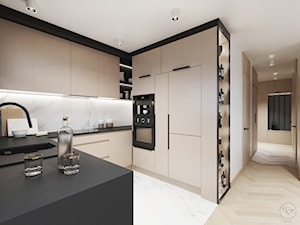 Elegancki apartament w beżach z czarnymi akcentami - Kuchnia, styl nowoczesny - zdjęcie od Studio projektowe Suzume