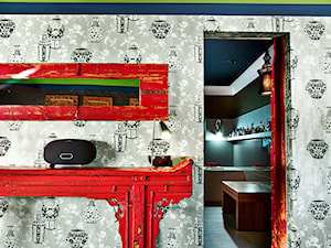100% design - Mały szary zielony salon z kuchnią, styl vintage - zdjęcie od Artur Krupa - Fotografia Wnętrz - cała Polska