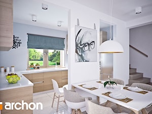 Dom w lucernie 4 - Średnia biała szara jadalnia w kuchni, styl nowoczesny - zdjęcie od ArchonHome