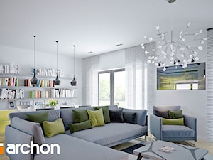 Dom w nawłociach (G2) - Średni biały szary salon z jadalnią, styl nowoczesny - zdjęcie od ArchonHome