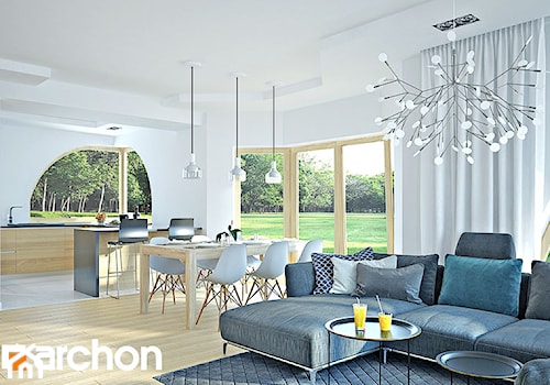 Dom w zefirantach 2 (G2) - Duża szara jadalnia w salonie, styl nowoczesny - zdjęcie od ArchonHome