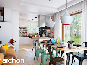 Dom w żurawkach 4 - Duża biała jadalnia w salonie, styl nowoczesny - zdjęcie od ArchonHome