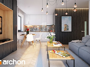 Dom przy Plantach - Średni brązowy salon z kuchnią z jadalnią, styl nowoczesny - zdjęcie od ArchonHome