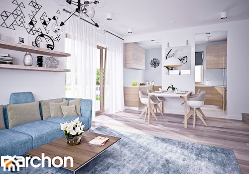 Dom w lucernie 4 - Mały biały salon z kuchnią z jadalnią, styl nowoczesny - zdjęcie od ArchonHome
