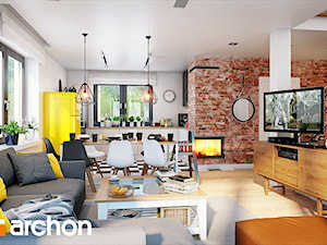 Dom w zielistkach 5 - Średni biały salon z kuchnią z jadalnią, styl nowoczesny - zdjęcie od ArchonHome
