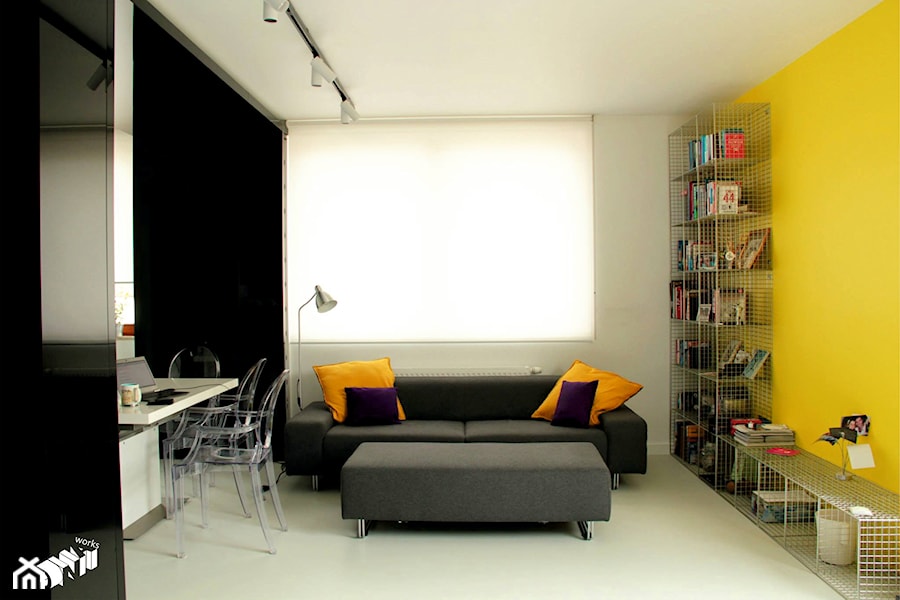 aranżacja strefy dziennej - mieszkanie w Krakowie - wersja w kolorze - Salon, styl minimalistyczny - zdjęcie od DNA WORKS