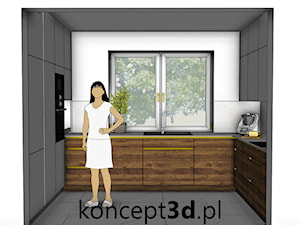 Wizualizacja kuchni Dąb Hunton ciemny z białym - zdjęcie od koncept3d.pl | projektowanie i wizualizacje kuchni