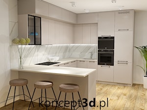 Wizualizacja kaszmirowej kuchni z ryflami ujęcie 4 - zdjęcie od koncept3d.pl | projektowanie i wizualizacje kuchni