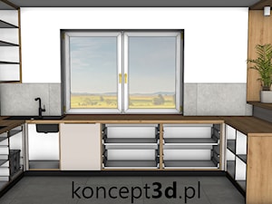 Projekt kuchni w kolorze Dąb dziki naturalny z kaszmirem - zdjęcie od koncept3d.pl | projektowanie i wizualizacje kuchni