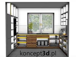 Wizualizacja kuchni Dąb Hunton ciemny z białym - zdjęcie od koncept3d.pl | projektowanie i wizualizacje kuchni