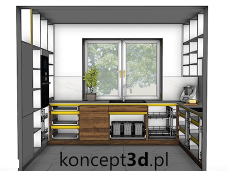 Aranżacje wnętrz - Kuchnia: Wizualizacja kuchni Dąb Hunton ciemny z białym - koncept3d.pl | projektowanie i wizualizacje kuchni. Przeglądaj, dodawaj i zapisuj najlepsze zdjęcia, pomysły i inspiracje designerskie. W bazie mamy już prawie milion fotografii!