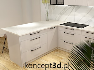 Wizualizacja kaszmirowej kuchni z ryflami ujęcie 2 - zdjęcie od koncept3d.pl | projektowanie i wizualizacje kuchni