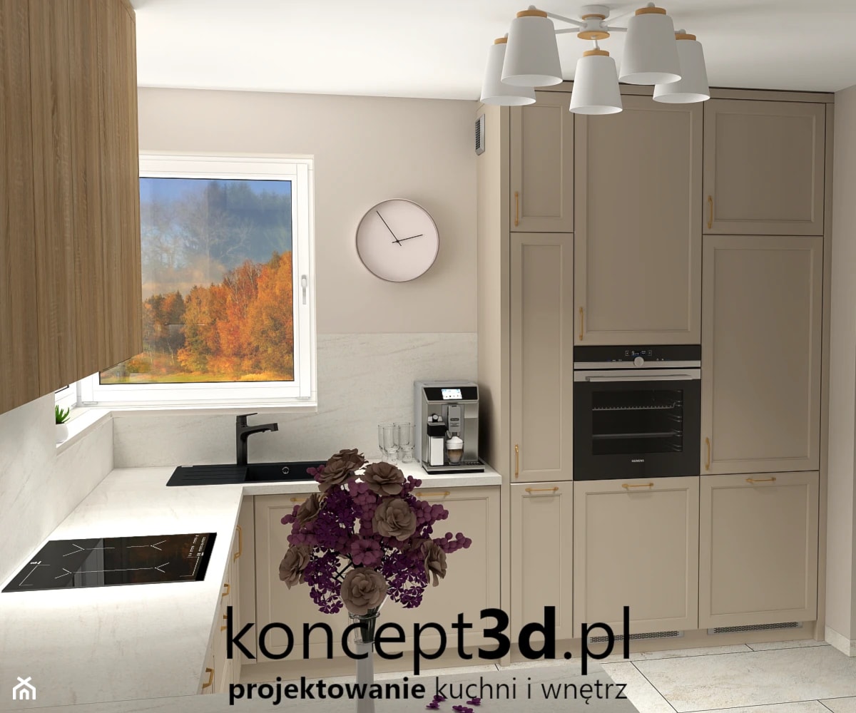 Wizualizacja klasycznej kuchni w nowoczesnym wydaniu - ujęcie 5 - zdjęcie od koncept3d.pl | projektowanie i wizualizacje kuchni - Homebook