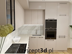 Wizualizacja kaszmirowej kuchni z ryflami ujęcie 5 - zdjęcie od koncept3d.pl | projektowanie i wizualizacje kuchni