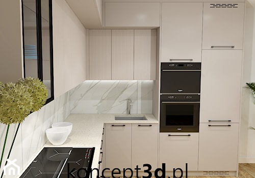 Wizualizacja kaszmirowej kuchni z ryflami ujęcie 5 - zdjęcie od koncept3d.pl | projektowanie i wizualizacje kuchni
