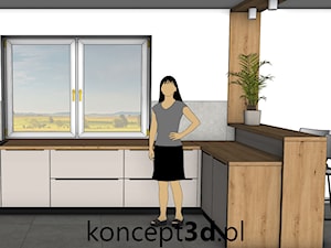 Projekt kuchni w kolorze Dąb dziki naturalny z kaszmirem - zdjęcie od koncept3d.pl | projektowanie i wizualizacje kuchni