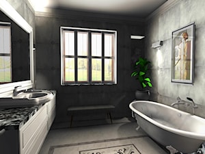 Średnia z lustrem łazienka z oknem, styl glamour - zdjęcie od Pracownia Projektowa Decookno