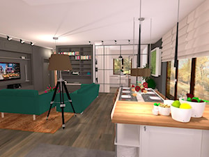 Średni czarny salon z kuchnią z jadalnią, styl glamour - zdjęcie od Pracownia Projektowa Decookno