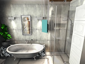 Średnia na poddaszu łazienka z oknem, styl glamour - zdjęcie od Pracownia Projektowa Decookno