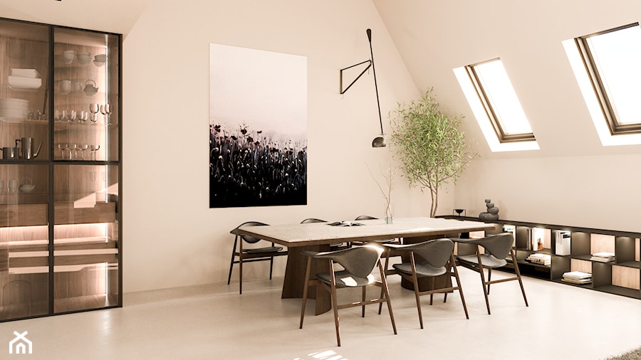 Mieszkanie z antresolą - Jadalnia, styl minimalistyczny - zdjęcie od Famano Interiors