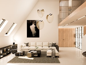 Mieszkanie z antresolą - Salon, styl minimalistyczny - zdjęcie od Famano Interiors