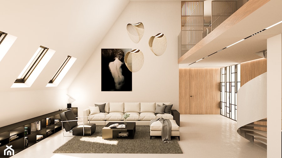 Mieszkanie z antresolą - Salon, styl minimalistyczny - zdjęcie od Famano Interiors