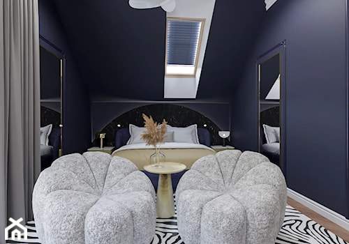 Granatowa sypialnia w stylu glamour - zdjęcie od Studio Mam Plan