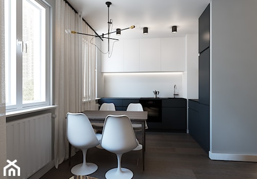 MIESZKANIE - Mała biała jadalnia w kuchni, styl nowoczesny - zdjęcie od Monika Skowrońska Architekt Wnętrz