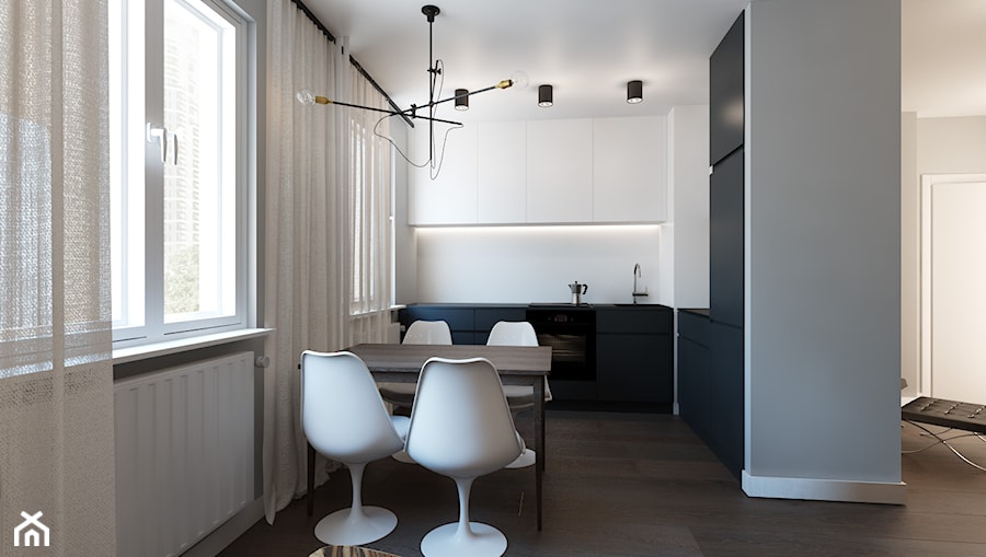 MIESZKANIE - Mała biała jadalnia w kuchni, styl nowoczesny - zdjęcie od Monika Skowrońska Architekt Wnętrz