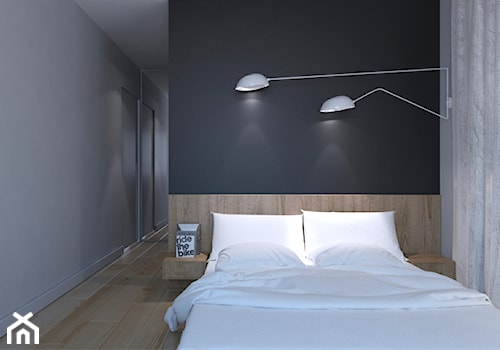 APARTAMENT _ BYDGOSZCZ _ 130mkw - Mała czarna szara sypialnia, styl nowoczesny - zdjęcie od Monika Skowrońska Architekt Wnętrz