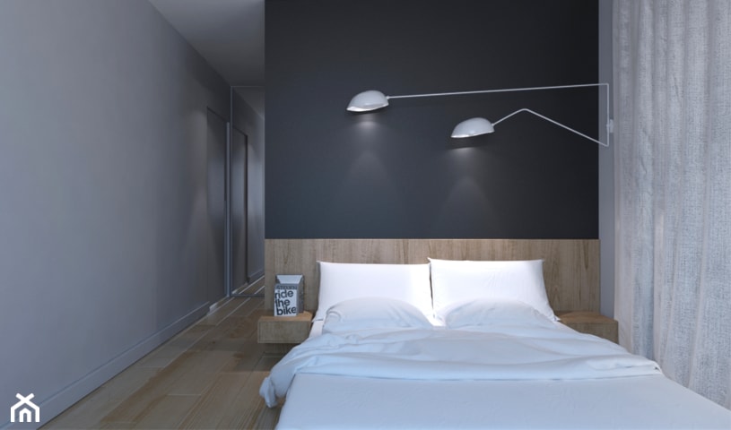 APARTAMENT _ BYDGOSZCZ _ 130mkw - Mała czarna szara sypialnia, styl nowoczesny - zdjęcie od Monika Skowrońska Architekt Wnętrz