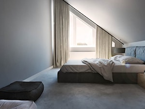 DOM POD POZNANIEM - Mała biała szara sypialnia na poddaszu, styl nowoczesny - zdjęcie od Monika Skowrońska Architekt Wnętrz
