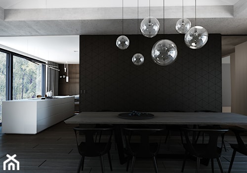 Projekt wnętrz domu_120mkw - Duża czarna jadalnia w salonie, styl nowoczesny - zdjęcie od Monika Skowrońska Architekt Wnętrz